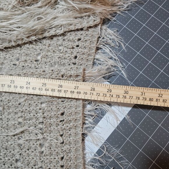 Boho Unique Elan Women's Shaggy Knit Vest Cardigan  S Beige Open Front Lightweig - Picture 9 of 11